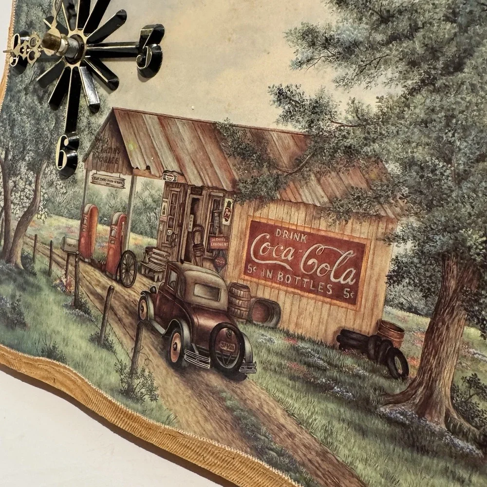 Coca-Cola Wood Clock Martin's Garage Kay Lamb Shannon '93 Coke Gas Station
